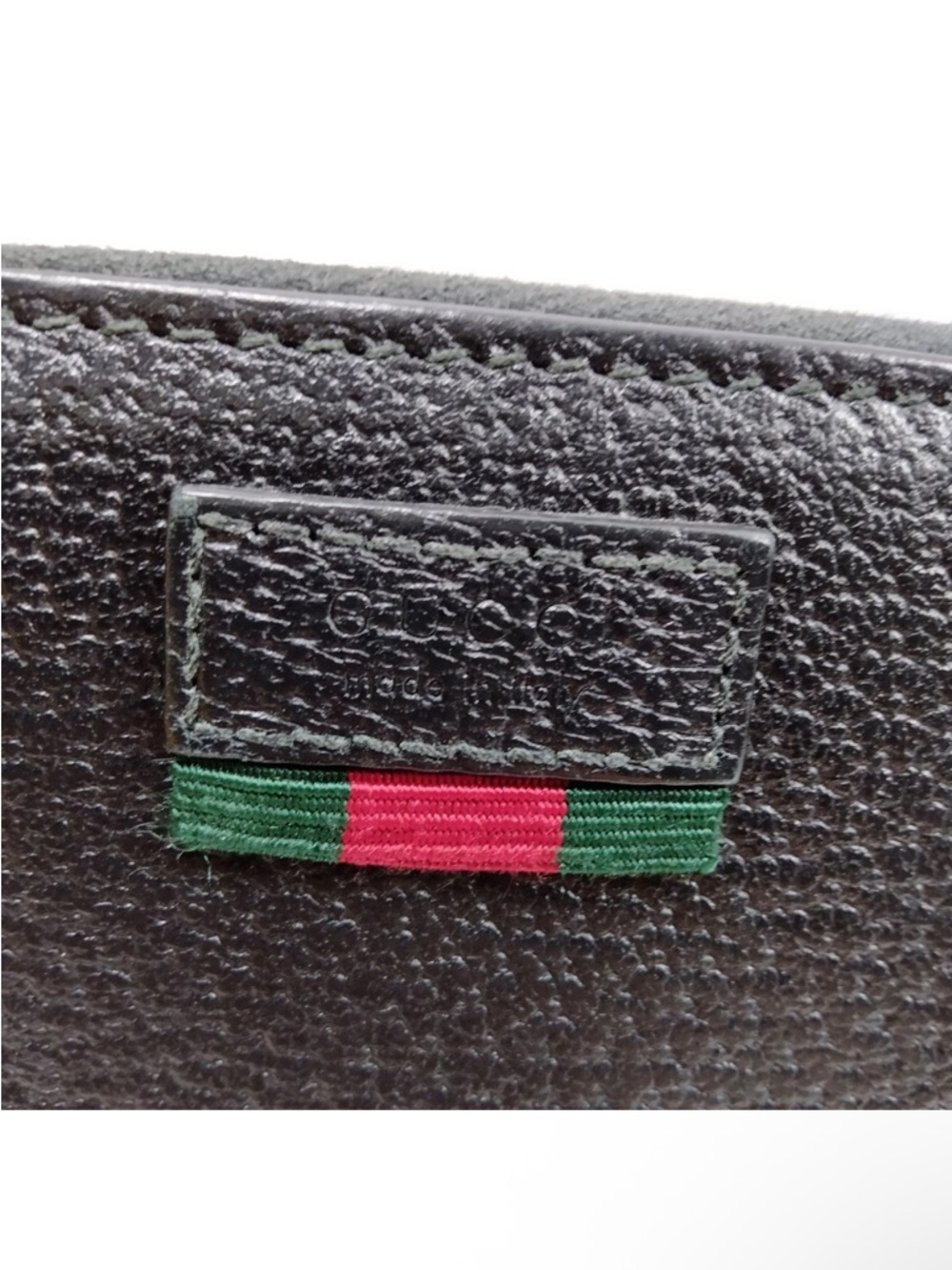 Gucci Agora Web Black Leather Long Zippy Wallet with Red & Green Sherry Line - Picture 6 of 15